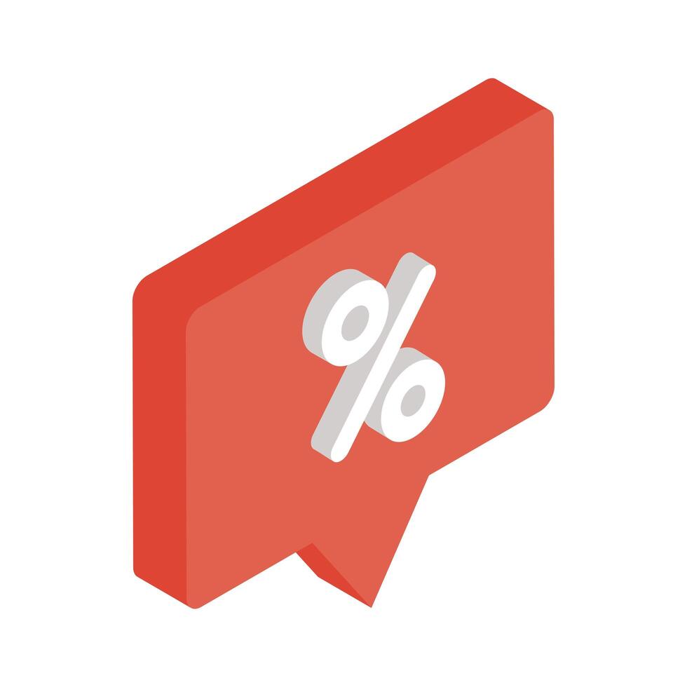 Percentage on bubble isometric style icon vector design