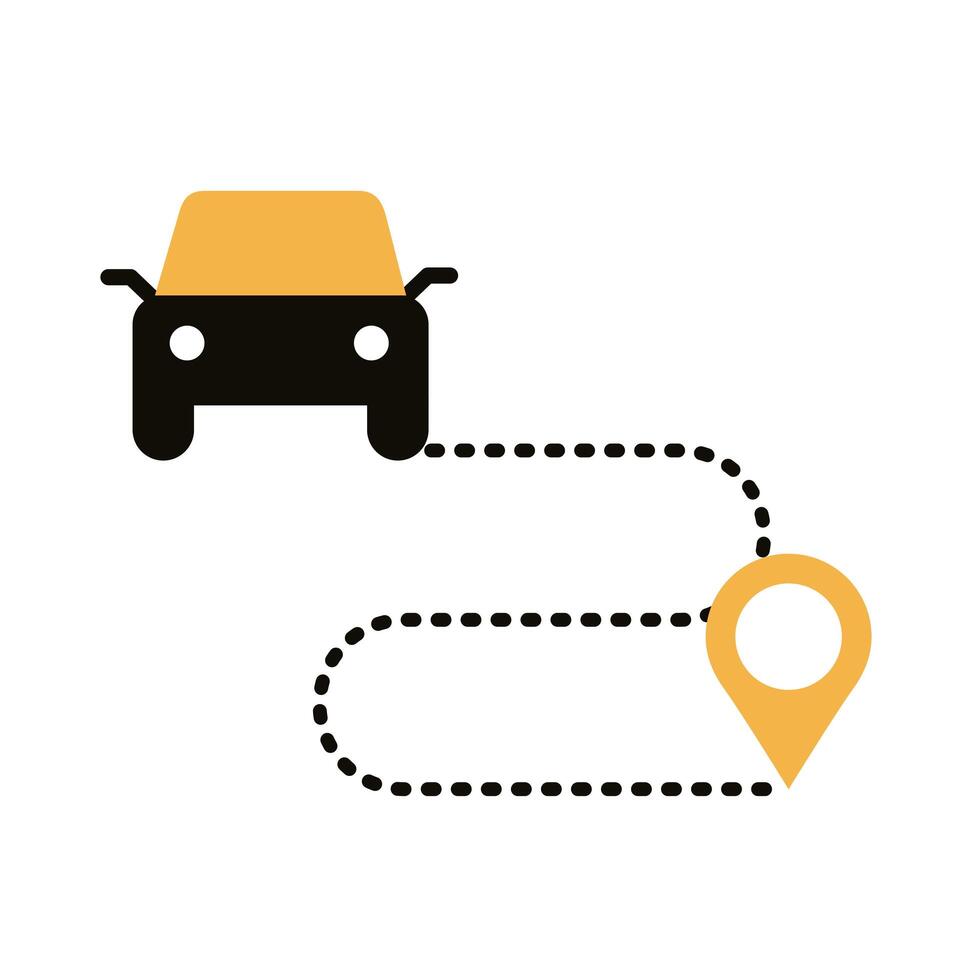 pin and car in the route location line style vector