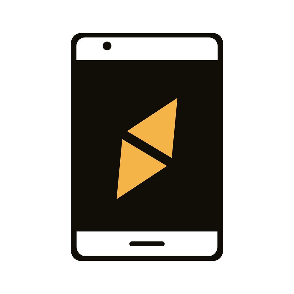 smartphone device ith compass guide line style vector
