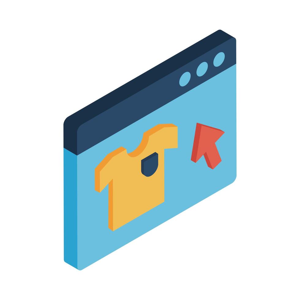 Website with tshirt and cursor arrow isometric style icon vector design