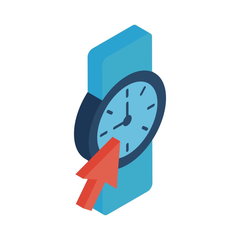 Watch with cursor arrow isometric style icon vector design