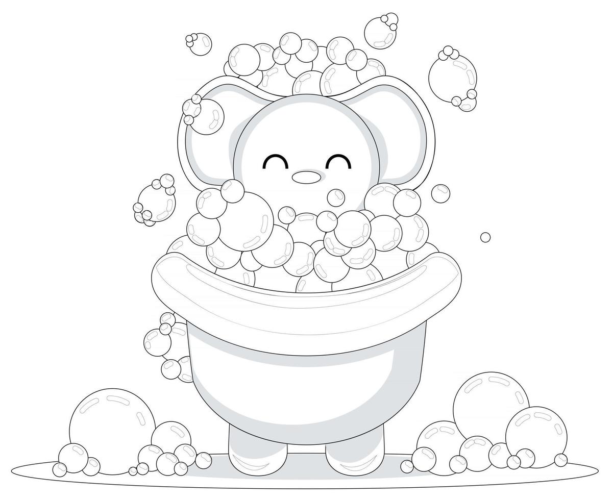 Mouse taking a bath vector