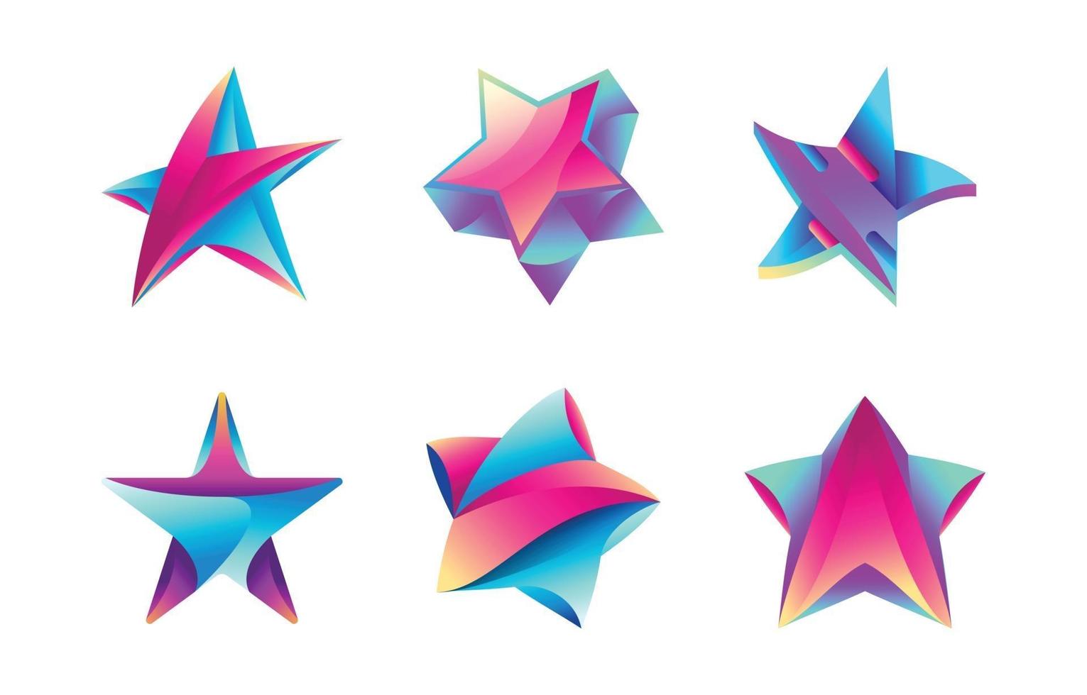 colección de logotipo estrella abstracto colorido vector