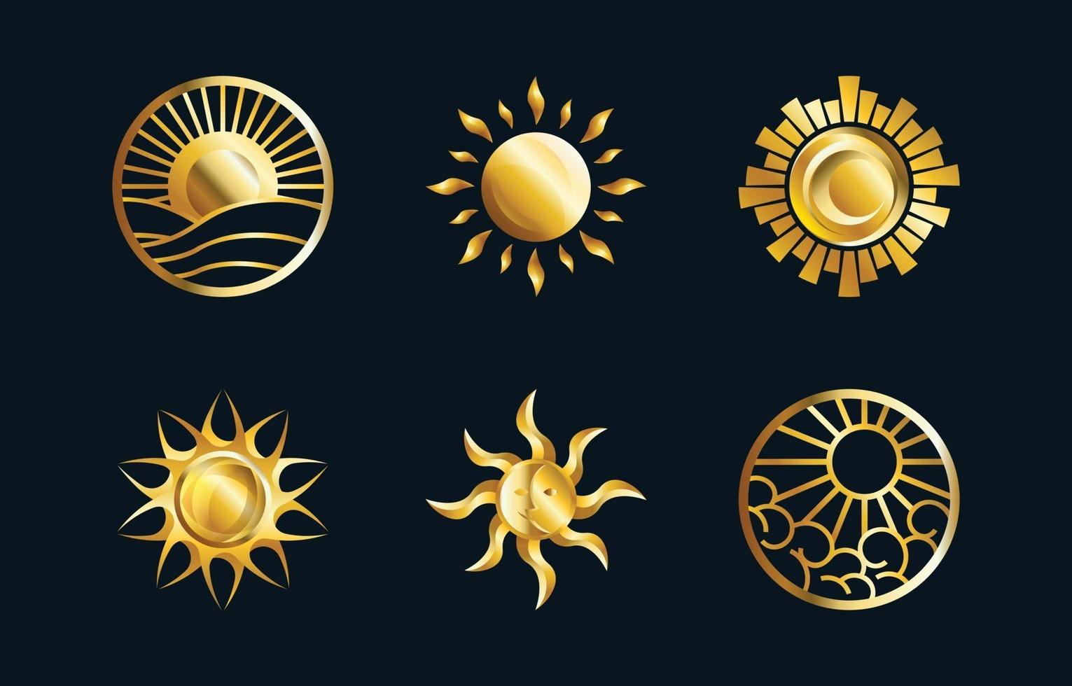colección de logotipo de sol abstracto dorado vector