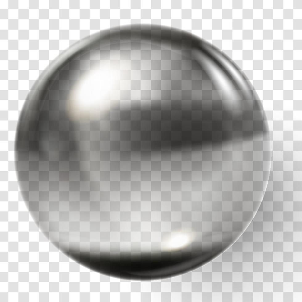 Realistic black glass ball Transparent black sphere vector
