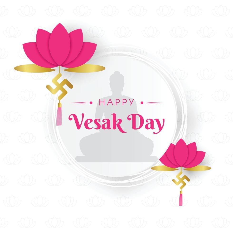 Vesak Day Lotus Hanging Card Vector