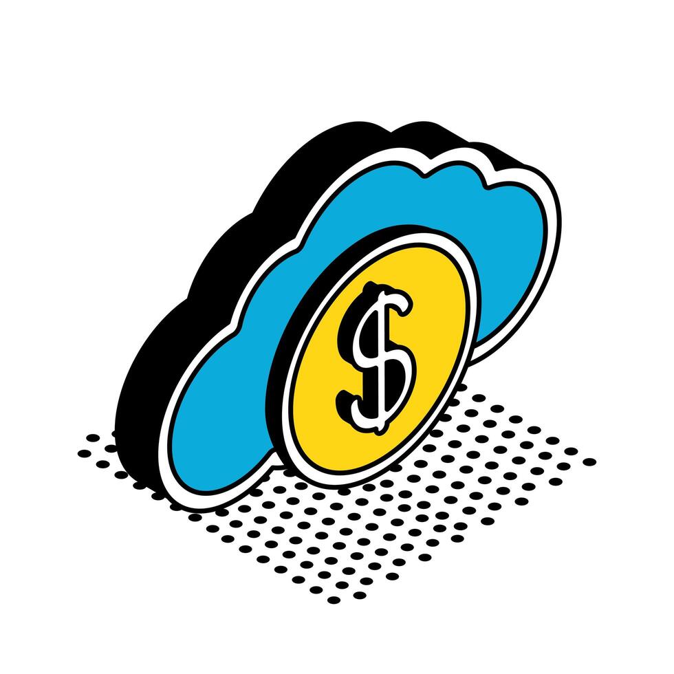 coin on cloud isometric style icon vector design