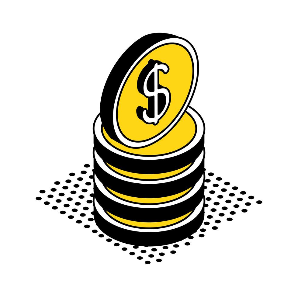 coins isometric style icon vector design