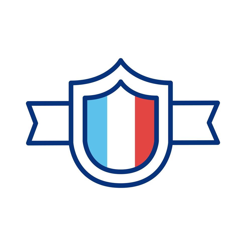 shield with france flag line style vector