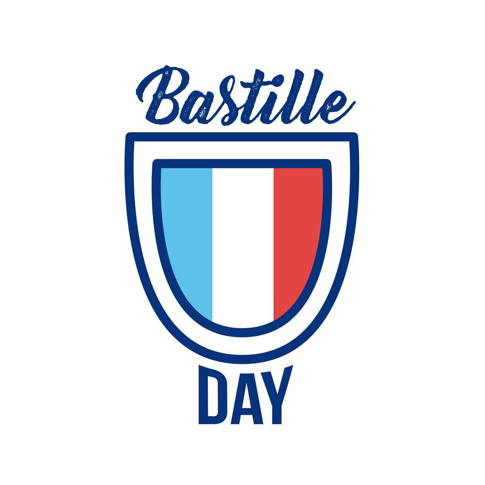 shield with france flag and lettering line style vector