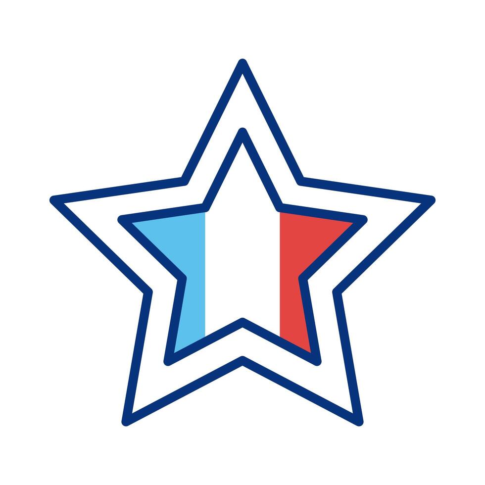 star with france flag line style vector