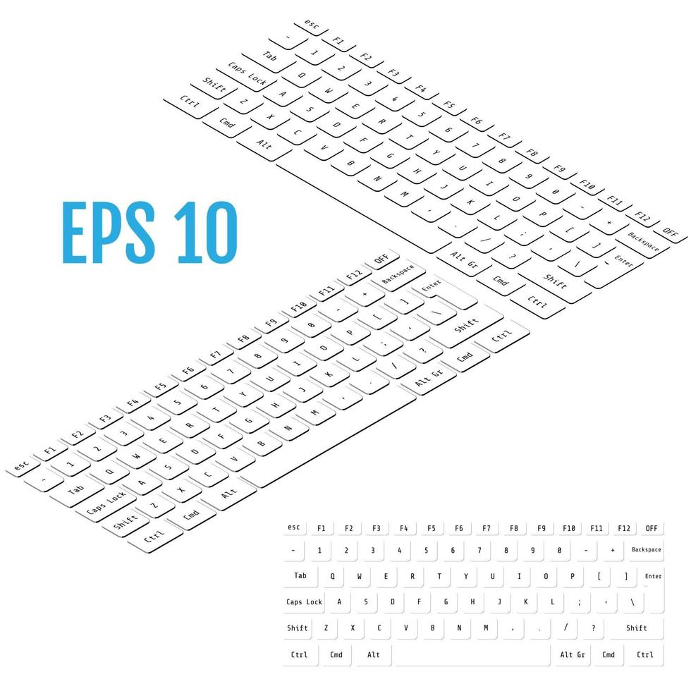 Realistic isometry of modern keyboard Vector illustration