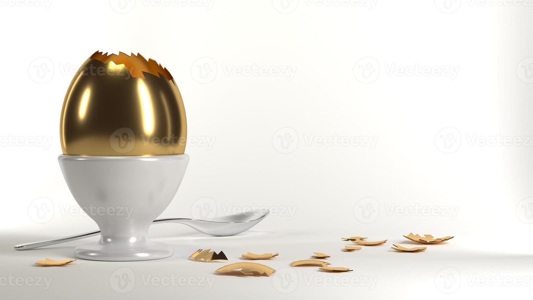 Golden egg on the table photo