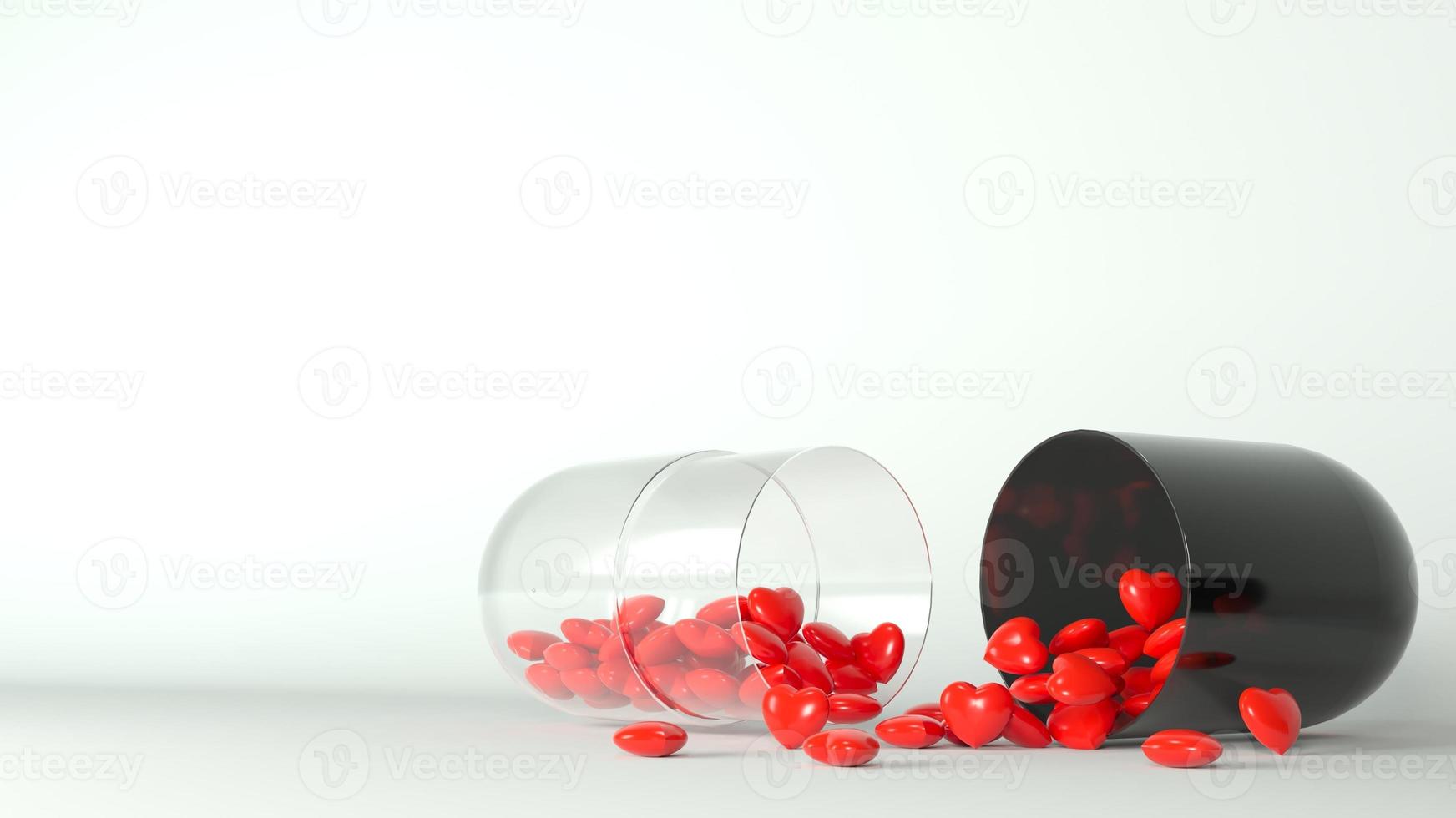 pastilla medica con corazones rojos foto