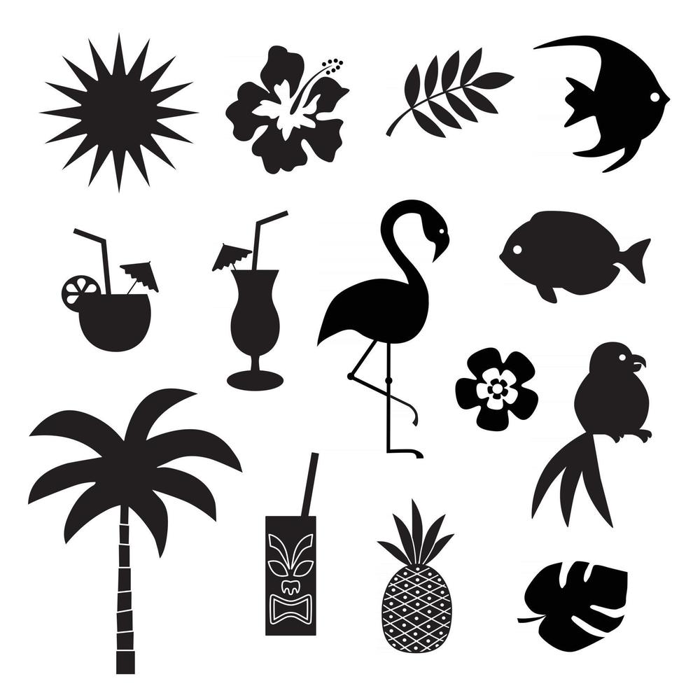 tema tropical siluetas negras vector