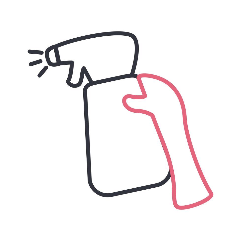 Hand holding spray bottle line style icon vector design