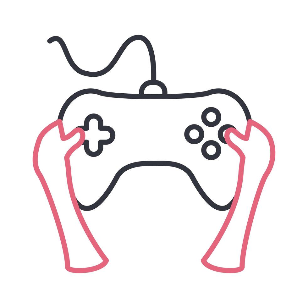 hands with videogame control line style icon vector design