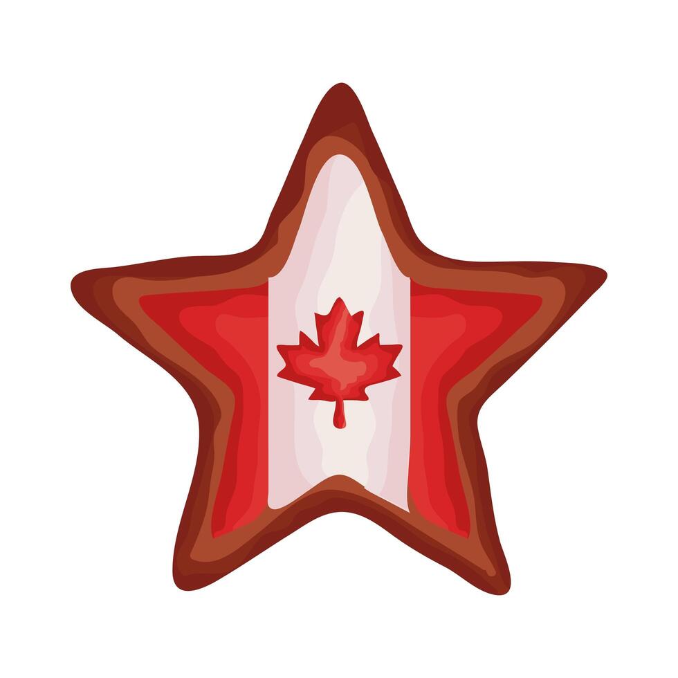 star with canada flag flat style vector