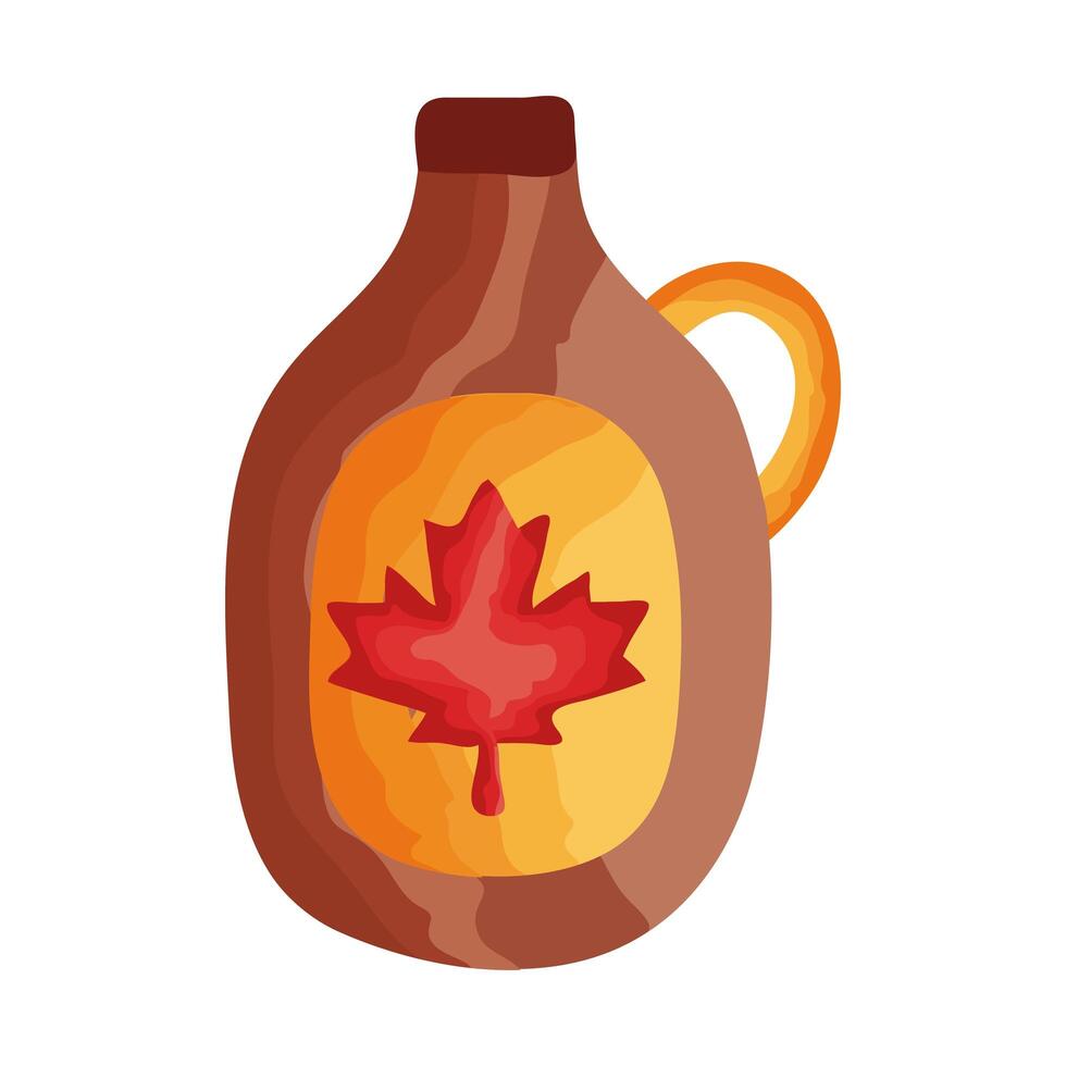 bottle jar with maple leaf canadian flat style vector