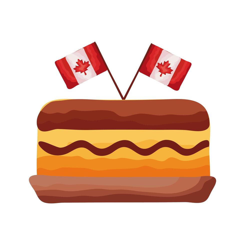 cake with canada flags crossed flat style vector