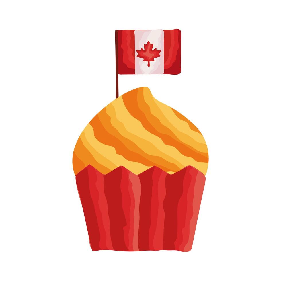 cupcake with canada flag flat style vector