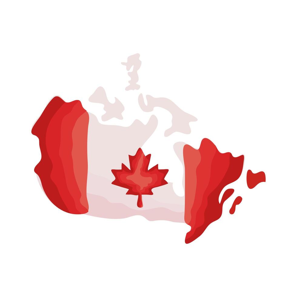 map with canada flag flat style vector