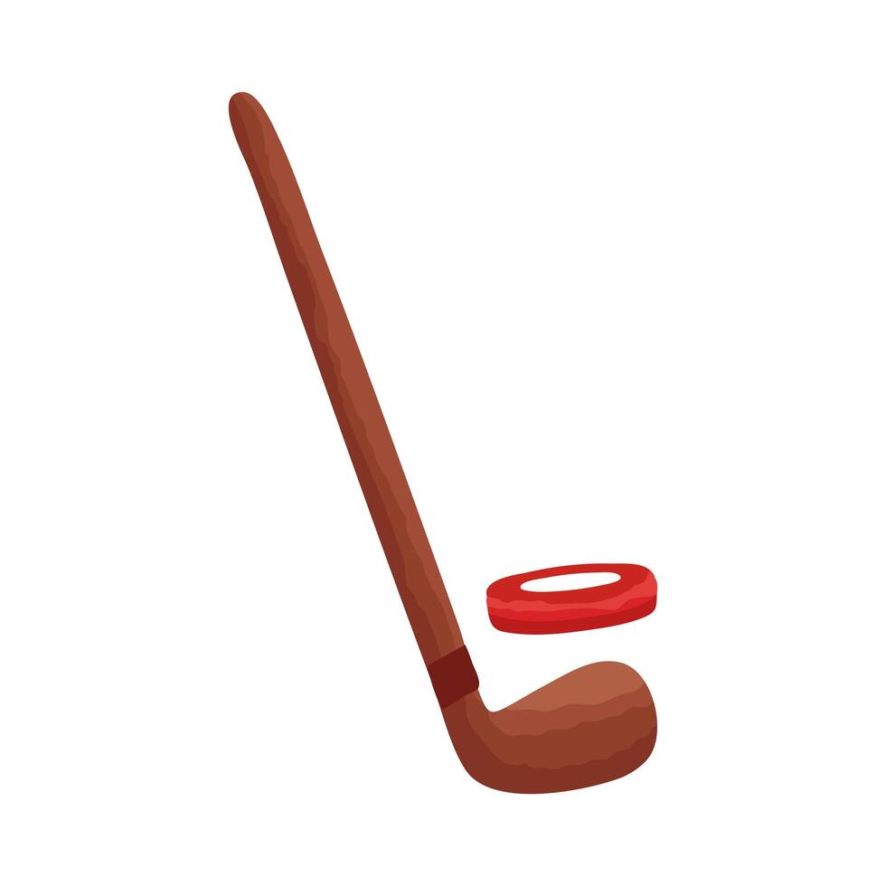 hockey club and disk flat style icon vector