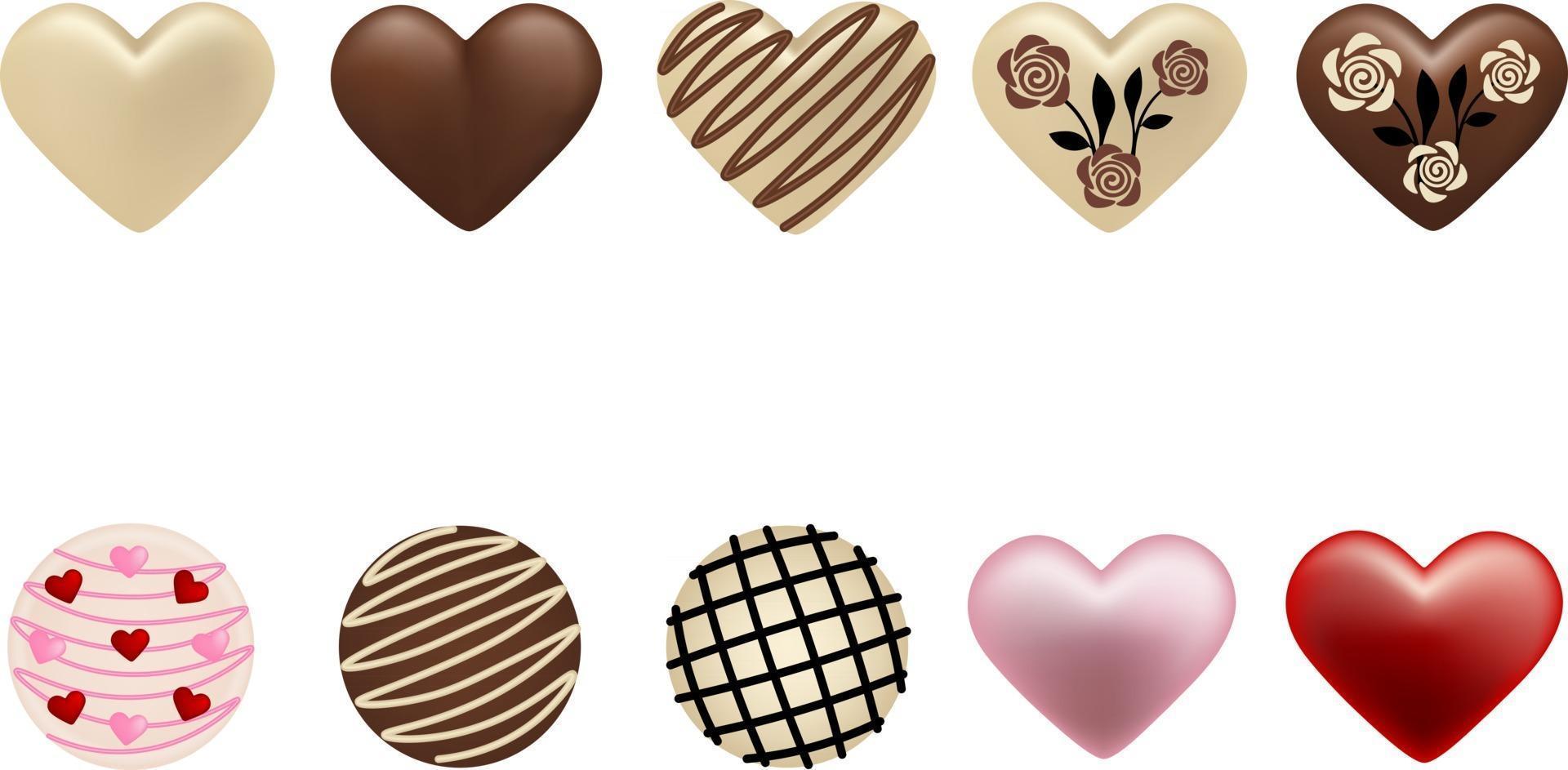 conjunto de chocolates de san valentín vector