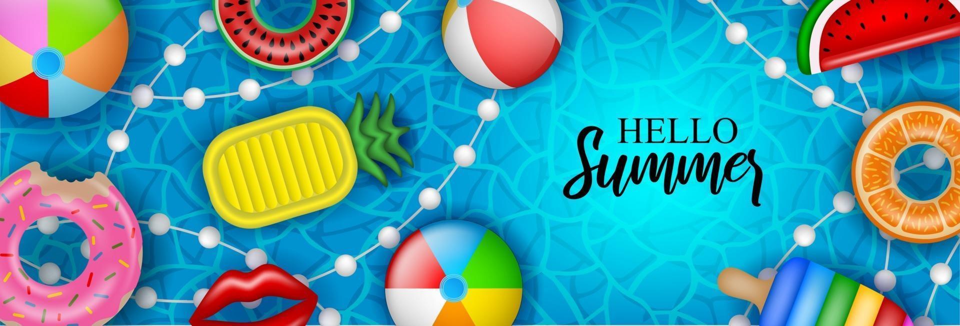 summer banner with inflatable toys vector