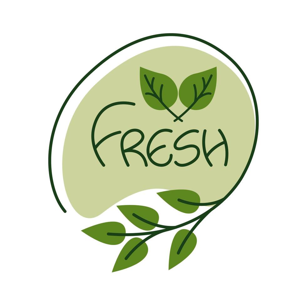 fresh nature lettering flat style icon vector