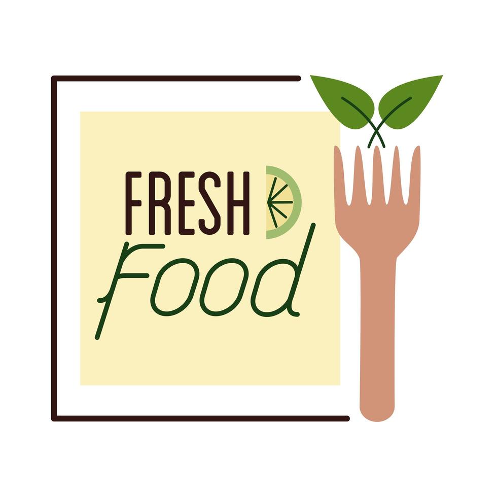 organic fresh food lettering flat style icon vector