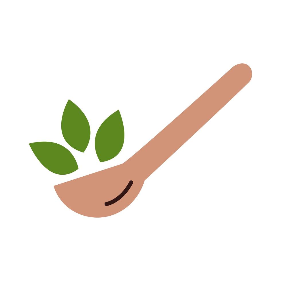 spoon with leafs plant organic flat style vector