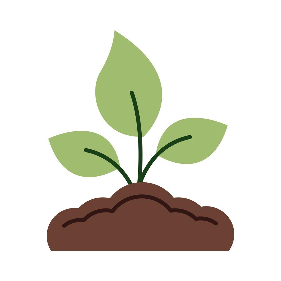 leafs plant flat style icon vector