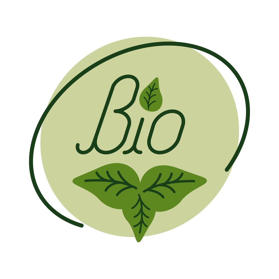 bio lettering flat style icon vector