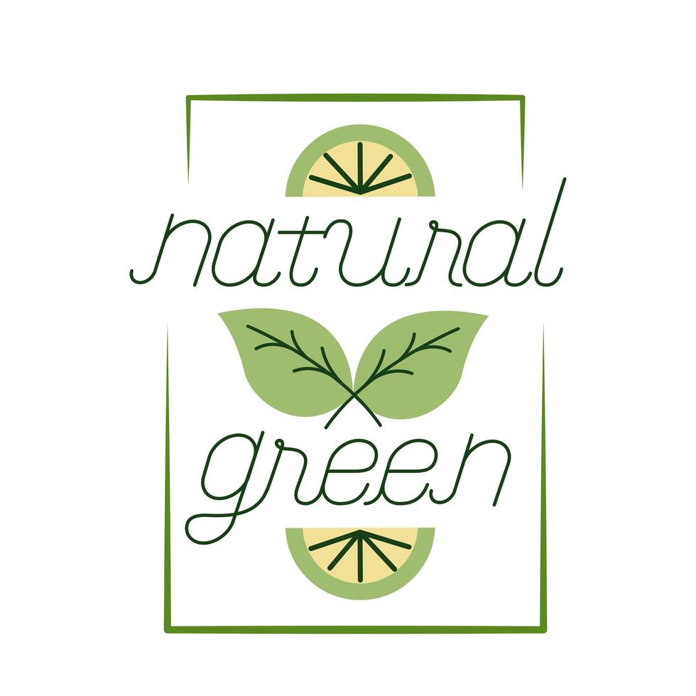 organic green nature lettering flat style icon vector