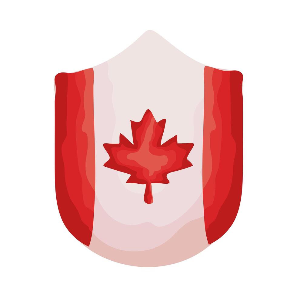 escudo con bandera de canadá estilo plano vector