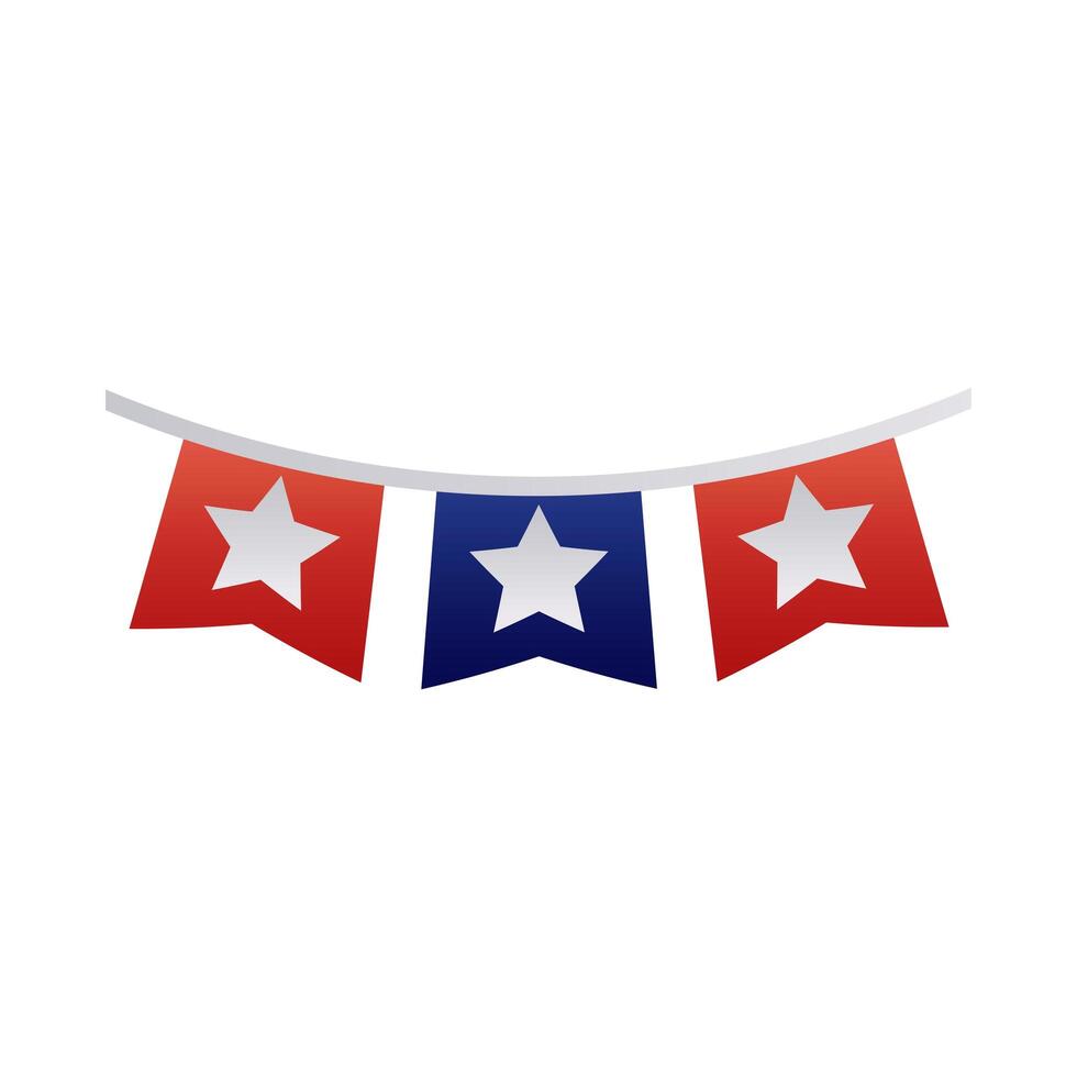 garlands with stars 4 de july degraded style vector