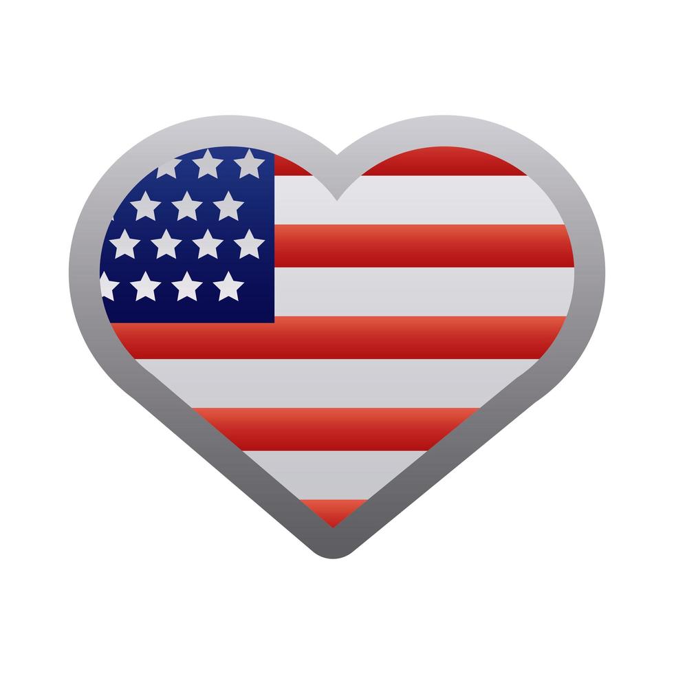 corazón con bandera de estados unidos estilo degradado vector