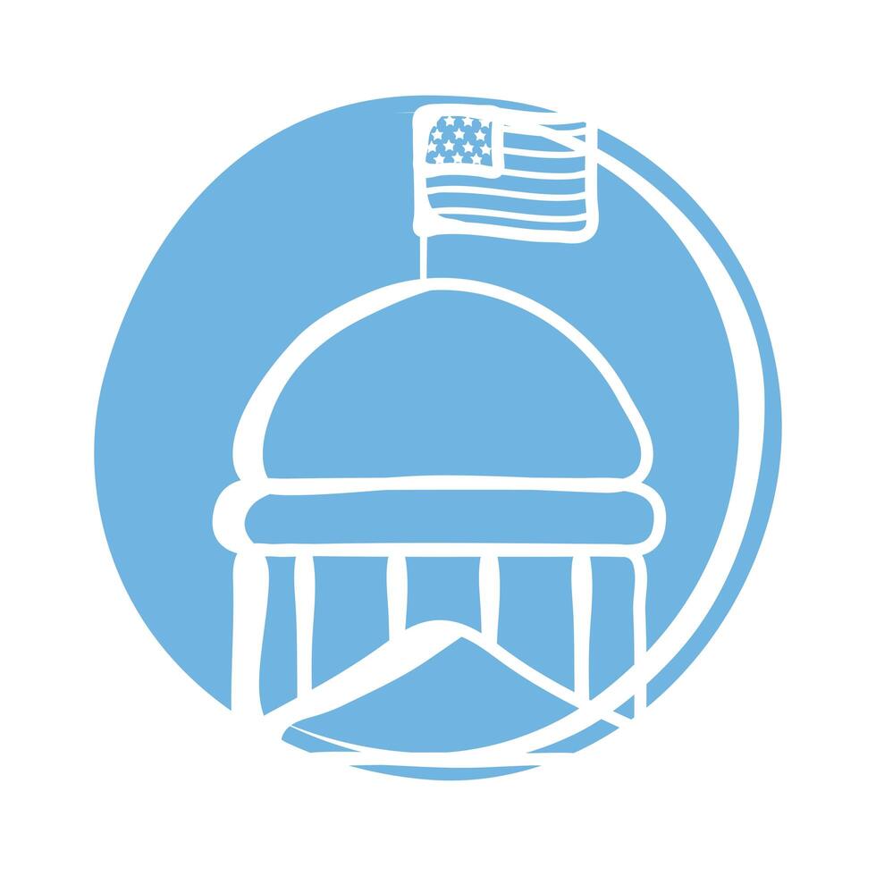 government cupule with usa flag block style icon vector