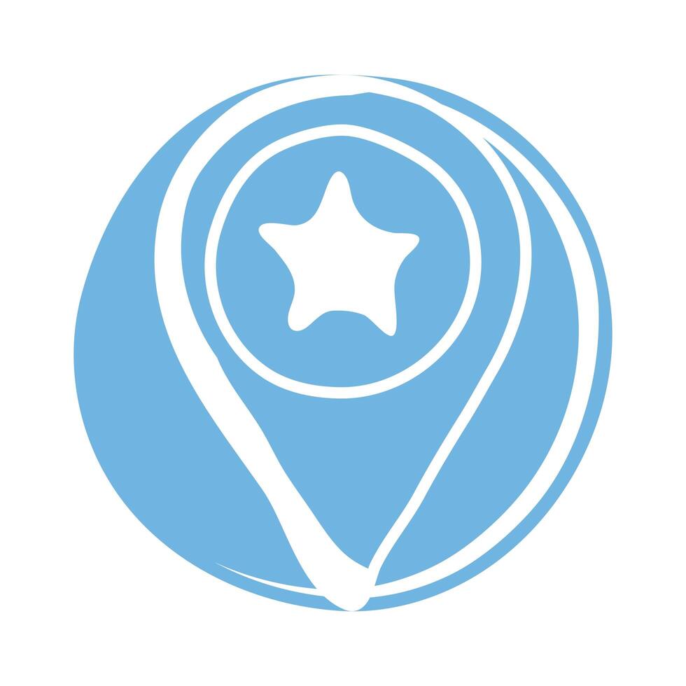 pin location with star usa for 4 of july block style icon vector