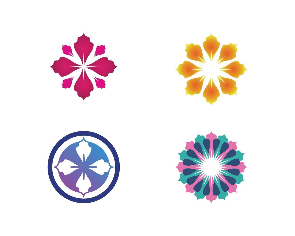 abstract Vector set of floral patterns on a white background