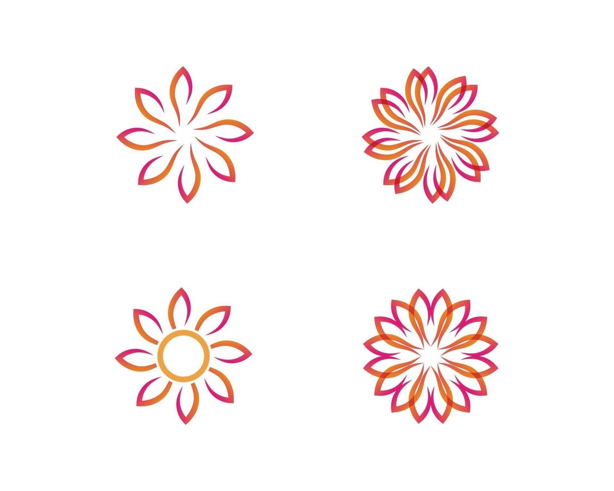 Conjunto de vectores abstractos de motivos florales sobre un fondo blanco.