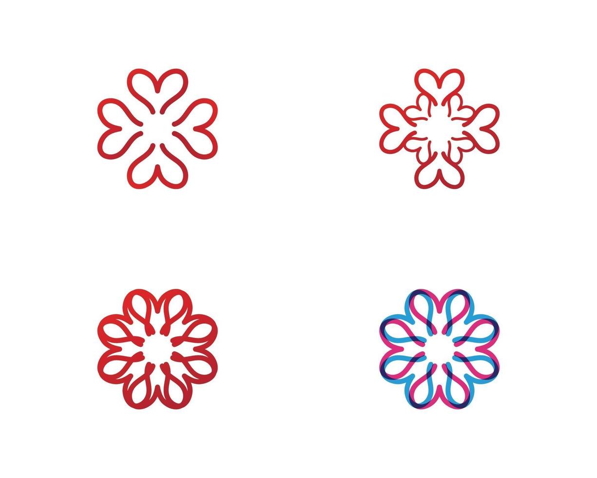 abstract Vector set of floral patterns on a white background