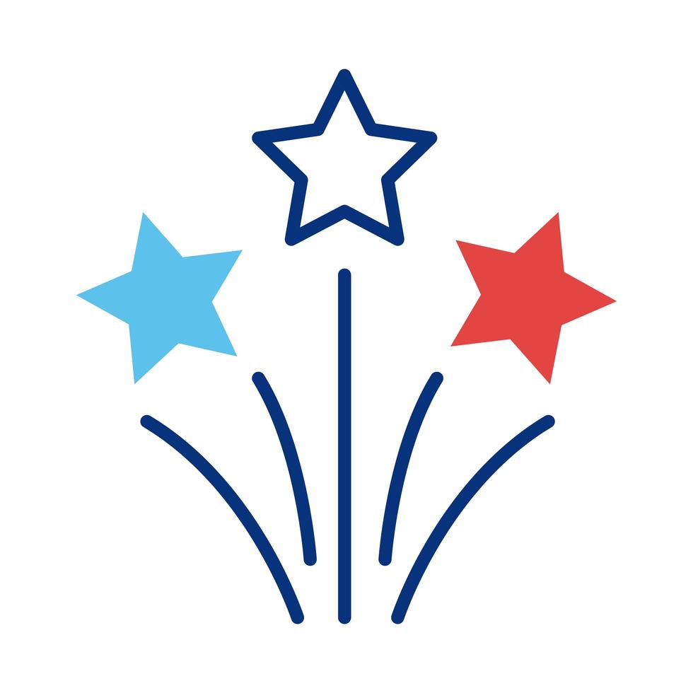 stars with france flag colors line style vector