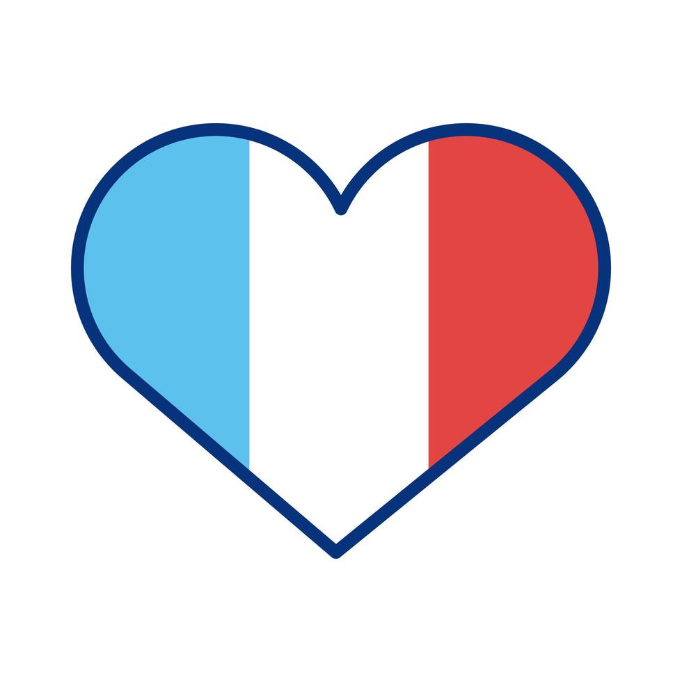 Corazón con icono de estilo de línea de bandera de Francia vector