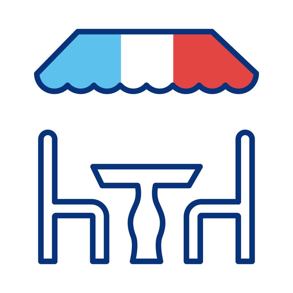 restaurant place with france flag line style vector