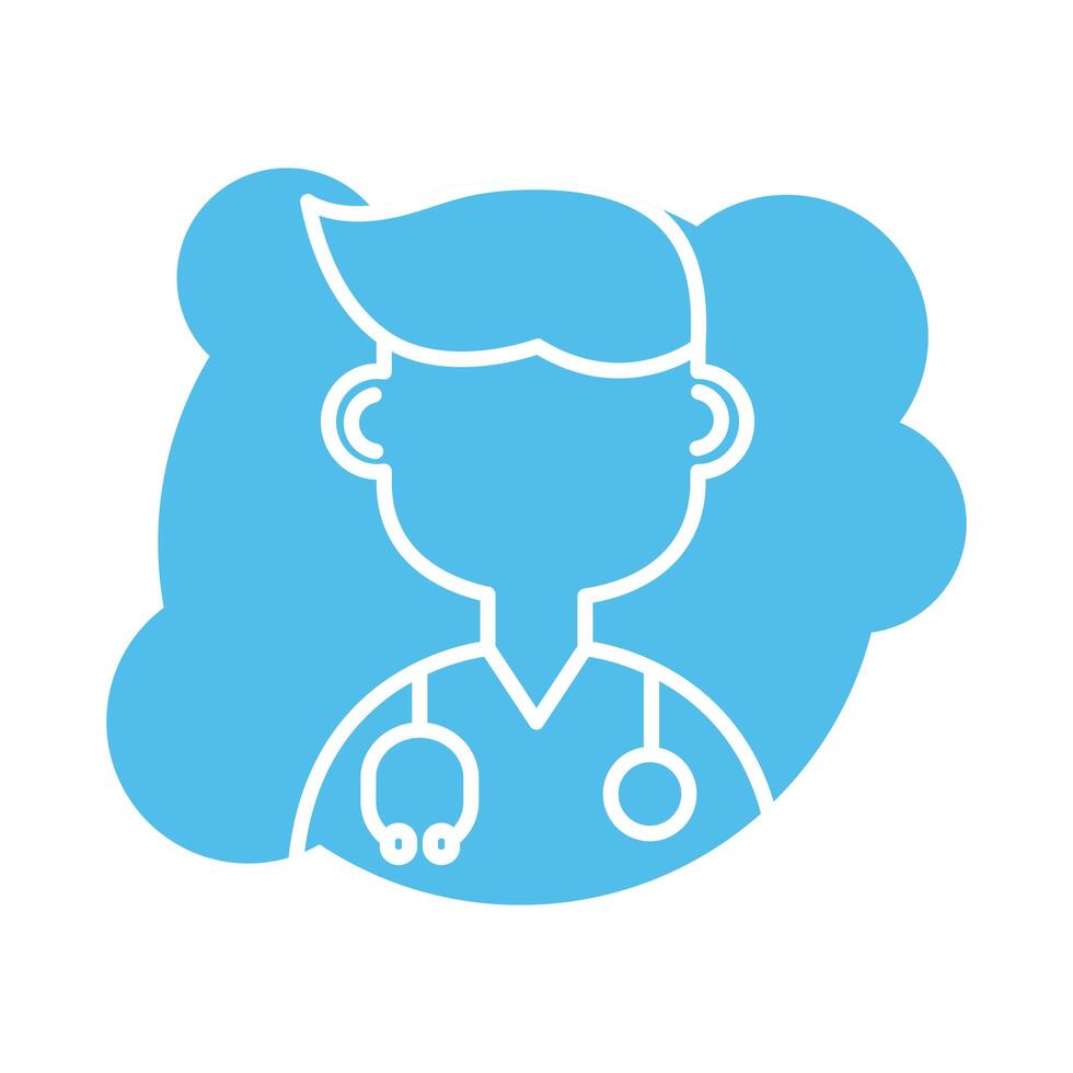 doctor with stethoscope block style icon vector