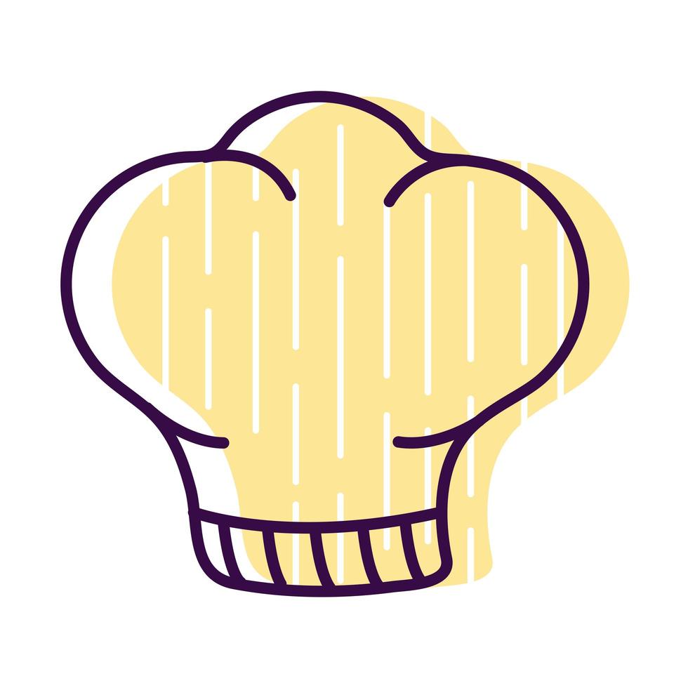 Línea de sombrero de chef y diseño de vector de icono de estilo de relleno