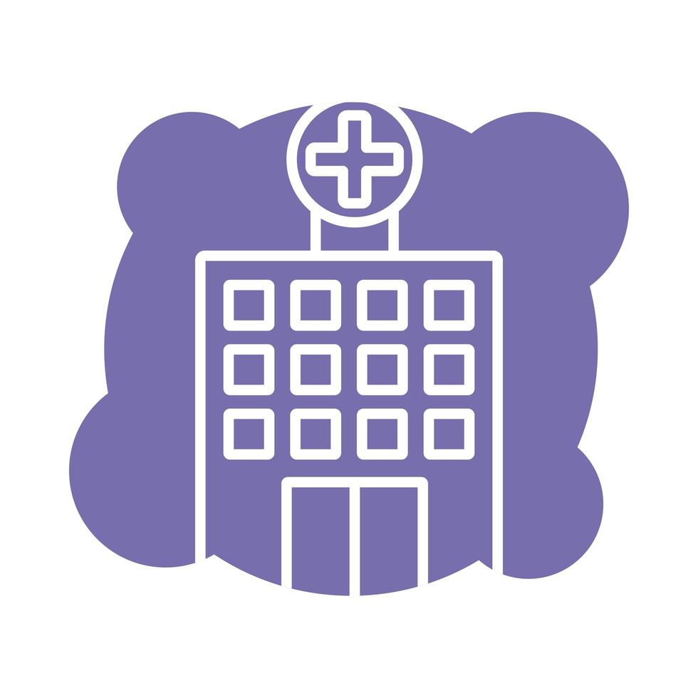 hospital building block style icon vector