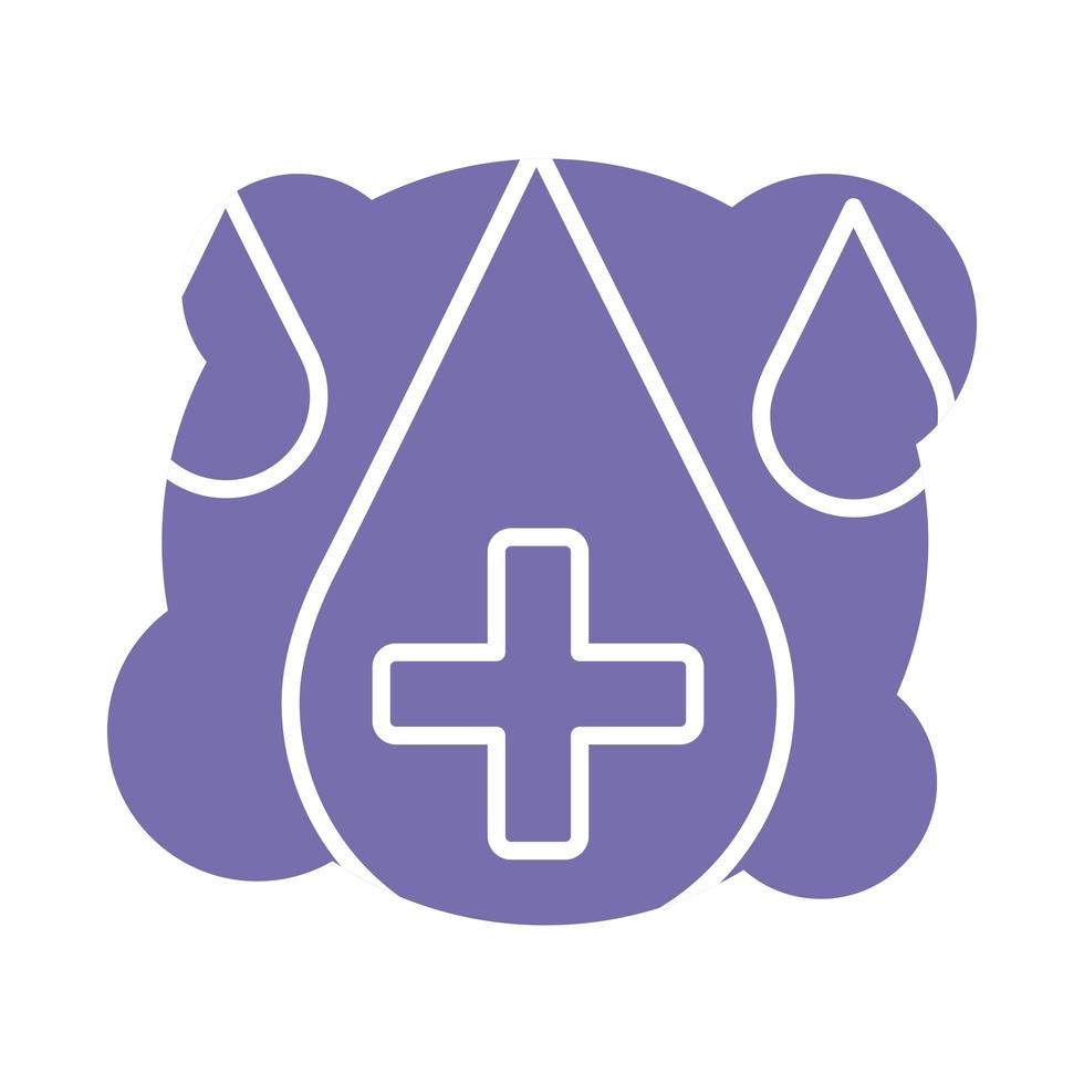 drops with medical cross block style icon vector